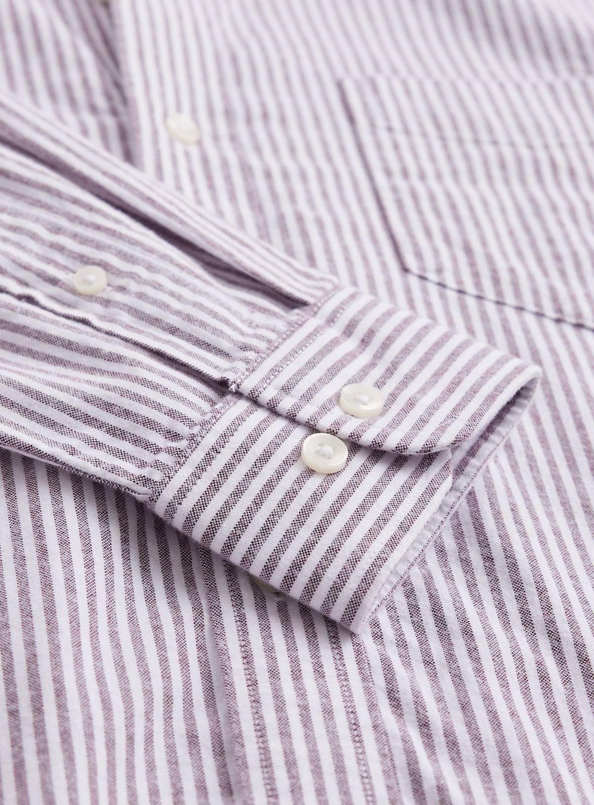 Red & White Ticking Stripe  Long Sleeve Oxford Shirt XXXL - Image 4